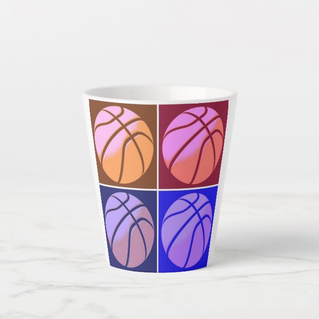 Pop Art Basketball Latte Mug (Front)