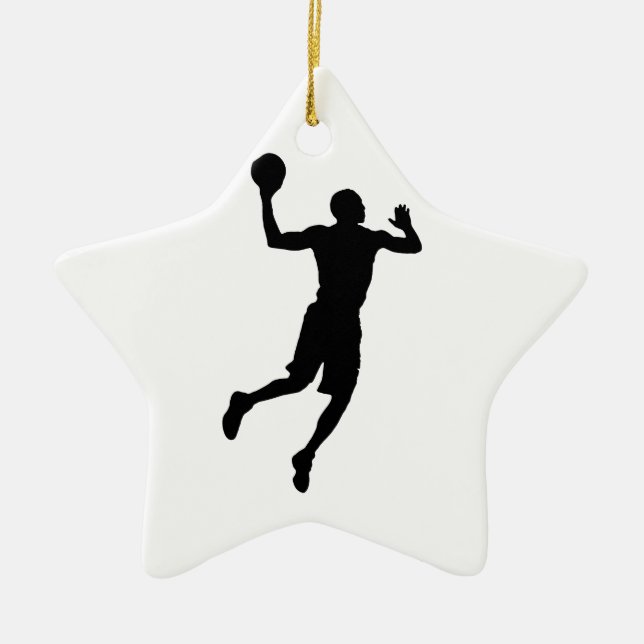 Pop Art Basketball Player Silhouette Ceramic Tree Decoration (Front)