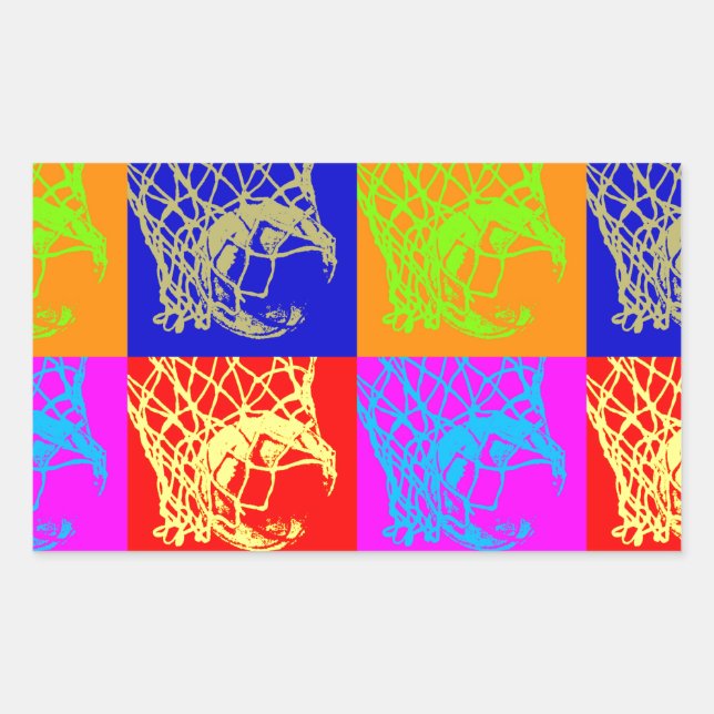 Pop Art Basketball Rectangular Sticker (Front)