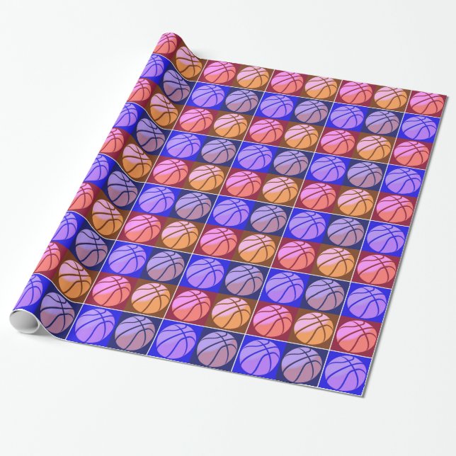 Pop Art Basketball Wrapping Paper (Unrolled)