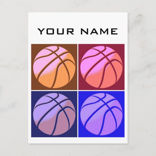 Pop Art Basketball Your Name Postcard (Front)