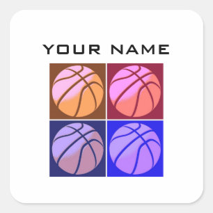 Pop Art Basketball Your Name Square Sticker