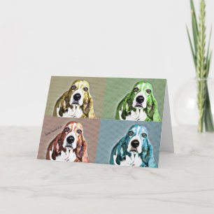 Pop Art Basset Hound Birthday Card