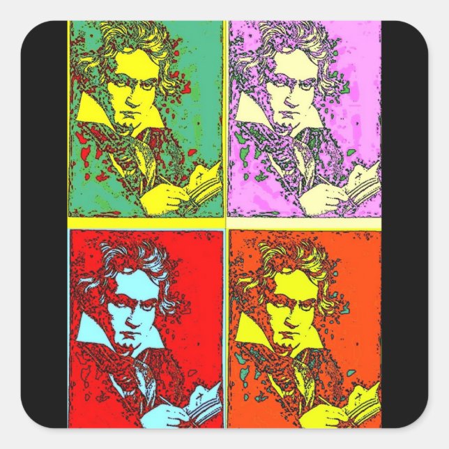 Pop-art Beethoven Square Sticker (Front)