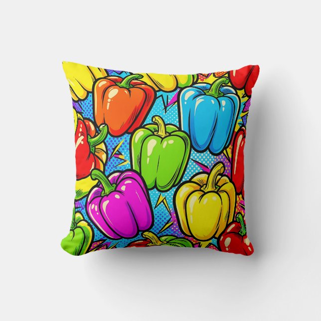 Pop Art Bell Peppers Pattern Cushion (Front)