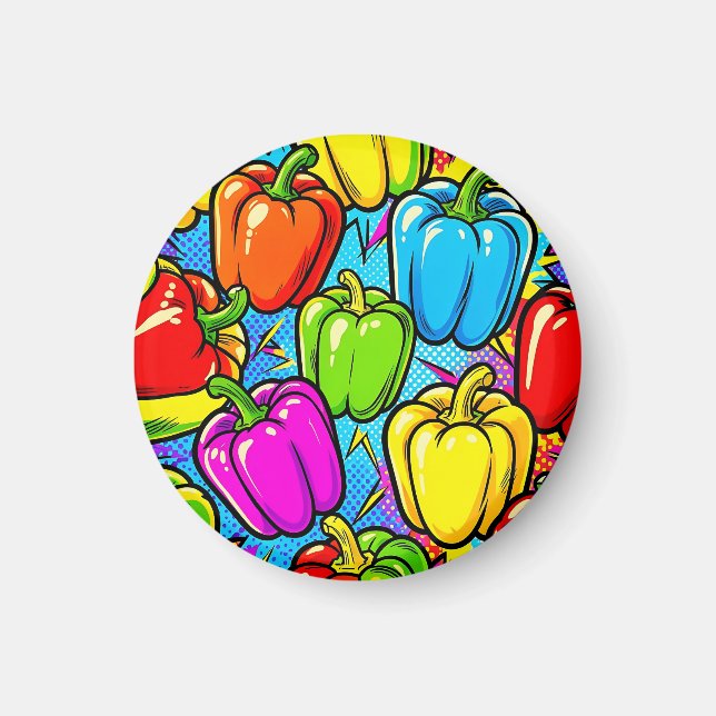 Pop Art Bell Peppers Pattern Magnet (Front)