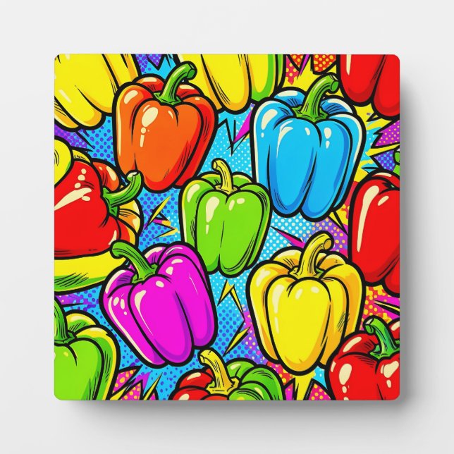 Pop Art Bell Peppers Pattern Plaque (Front)