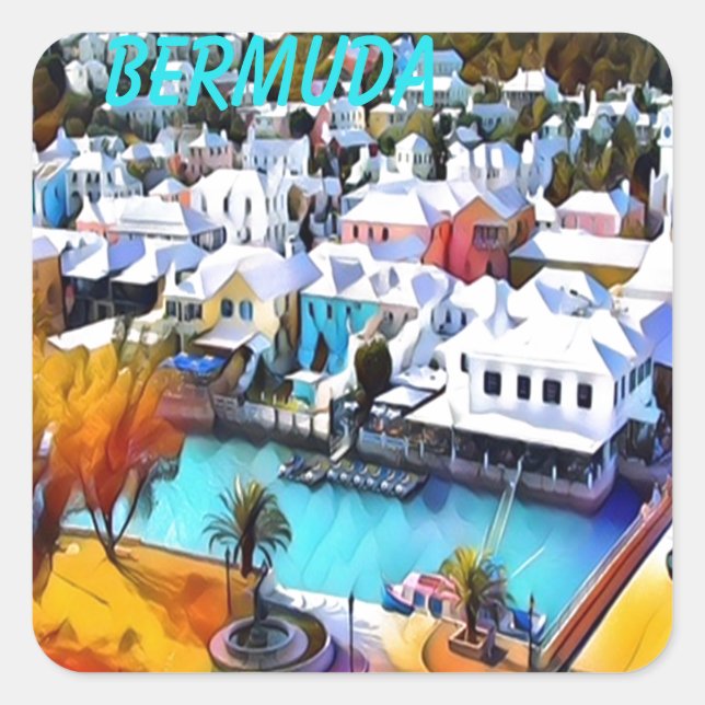 Pop Art Bermuda Square Sticker (Front)