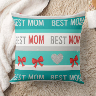 Pop Art BEST MOM Stripe – Bold Retro Love (3) Cushion