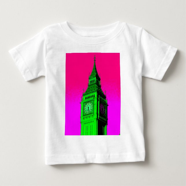 Pop Art Big Ben London Travel Pink Green Baby T-Shirt (Front)