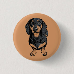Pop Art Black and Tan Dachshund Dog Comic Graphic 3 Cm Round Badge