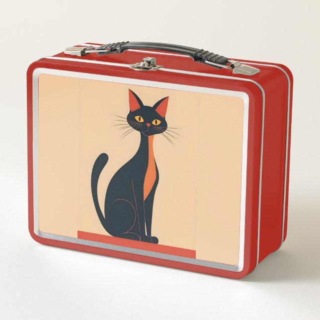 Pop Art Black Cat Kid or Adult Metal Lunch Box (Front)