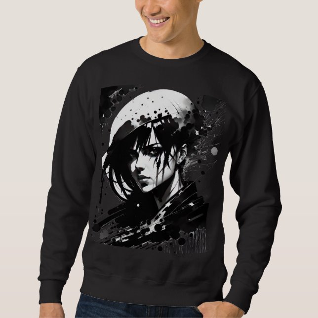 Pop Art Black Line Art of A Woman Sweatshirt (Front)