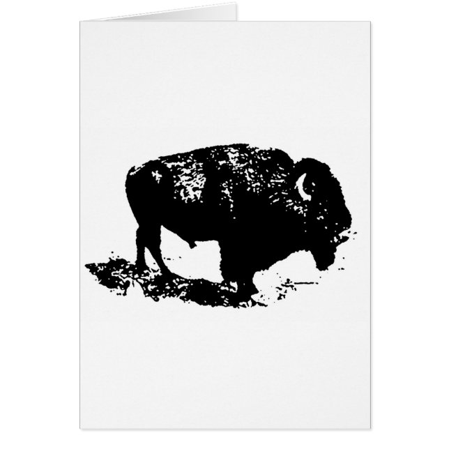 Pop Art Black White Buffalo Bison Silhouette (Front)