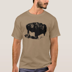 Pop Art Black White Buffalo Bison Silhouette T-Shirt