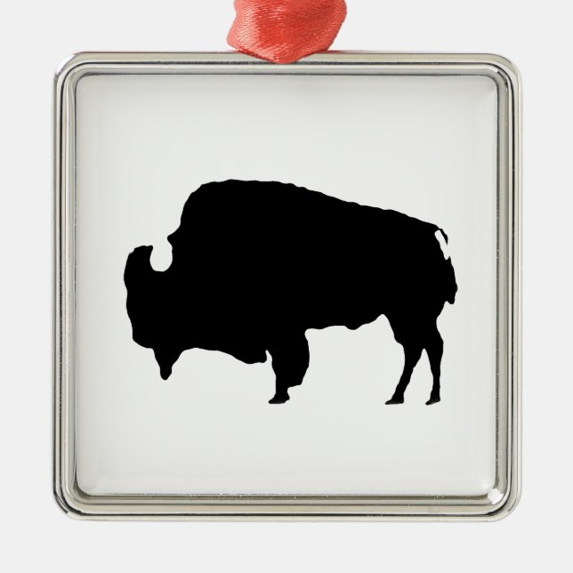 Pop Art Black & White Buffalo Silhouette Metal Tree Decoration (Front)