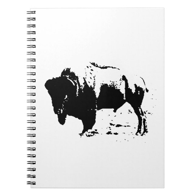 Pop Art Black & White Buffalo Silhouette Spiral Notebook (Front)