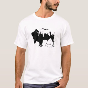 Pop Art Black & White Buffalo Silhouette T-Shirt