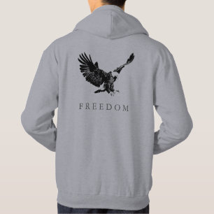 Pop Art Black White Freedom Eagle Landing Hoodie