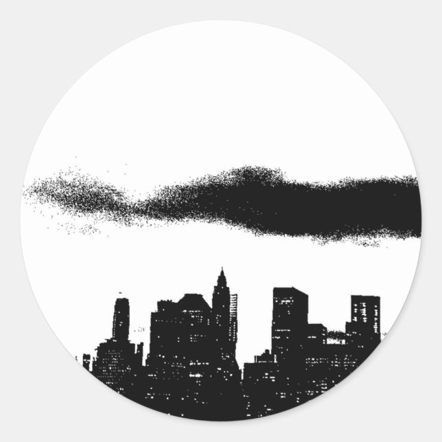Pop Art Black White NYC New York City Classic Round Sticker (Front)