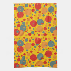 Pop Art Blue and Orange Circles Kitchen Towel