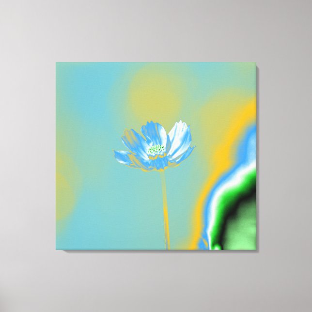 Pop Art Blue Cosmos Flower Canvas Print (Front)