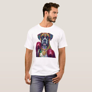 Pop Art Boxer Dog Boxing front and back print T-Shirt