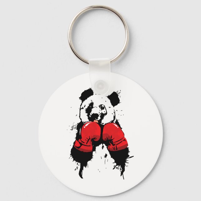 Pop Art Boxing Panda Bear Boxer  Key Ring (Front)