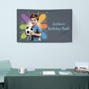 Pop Art Boys Soccer Birthday Bash Favour Banner