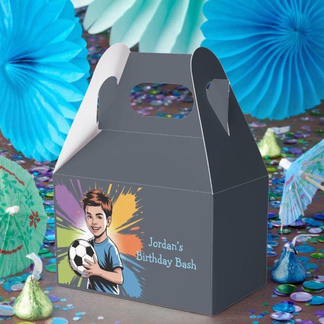 Pop Art Boys Soccer Birthday Bash Favour Box (Party)