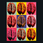 Pop Art Brain Poster<br><div class="desc">Straight from the sixties and pop art. Black outline of a brain within rectangles of bright yellow,  hot pink ,  pink and green</div>