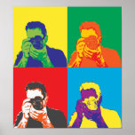 Pop Art Bright Colours Photographer Camera Decor<br><div class="desc">The image of a photographer viewing through the camera lens is treated with a bright mix of colours to give it a pop art effect look a like. Colourful and striking decorative piece to spruce up the home decor.</div>