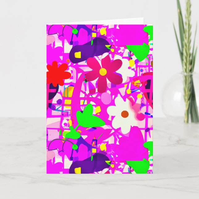 Pop art  bright flowers card (Front)
