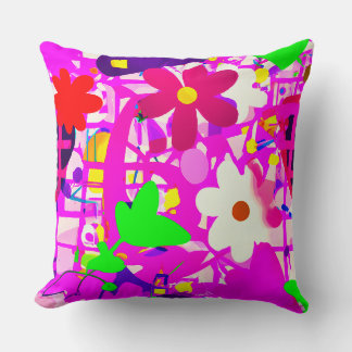 Pop art  bright flowers cushion