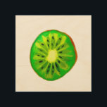 Pop art bright kiwi fruit original watercolour<br><div class="desc">A cute and colourful vibrant kiwi fruit slice from an original painting by artist Sacha Grossel. This large pop art style fruit is green and very bright and colourful against a neutral wood  background. Quirky and original.</div>
