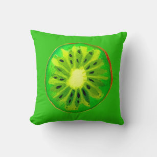 Pop art bright kiwi fruit original watercolour cushion