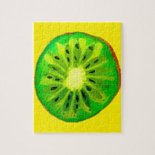 Pop art bright kiwi fruit original watercolour jigsaw puzzle