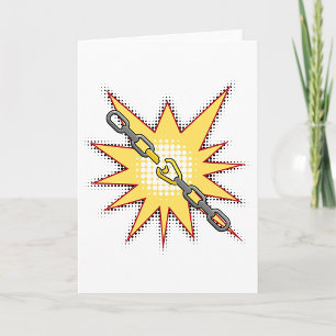 Pop Art Broken Chain Explosion Bold Comic Style Card