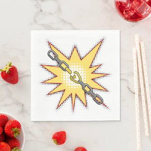 Pop Art Broken Chain Explosion Bold Comic Style  Napkin