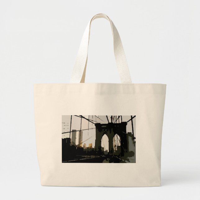 Pop Art Brooklyn Bridge Large Tote Bag (Front)