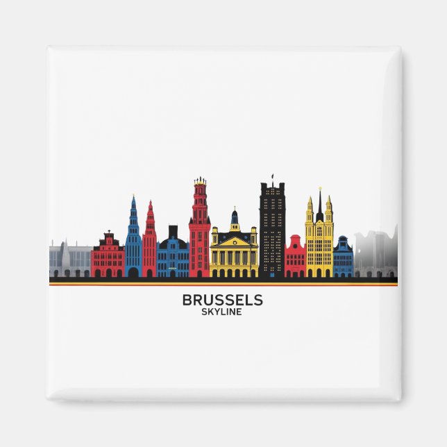 Pop-Art Brussels Skyline Magnet (Front)