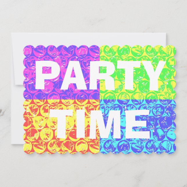 Pop art bubble wrap birthday party invitation (Front)