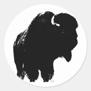 Pop Art Buffalo Bison Silhouette Classic Round Sticker