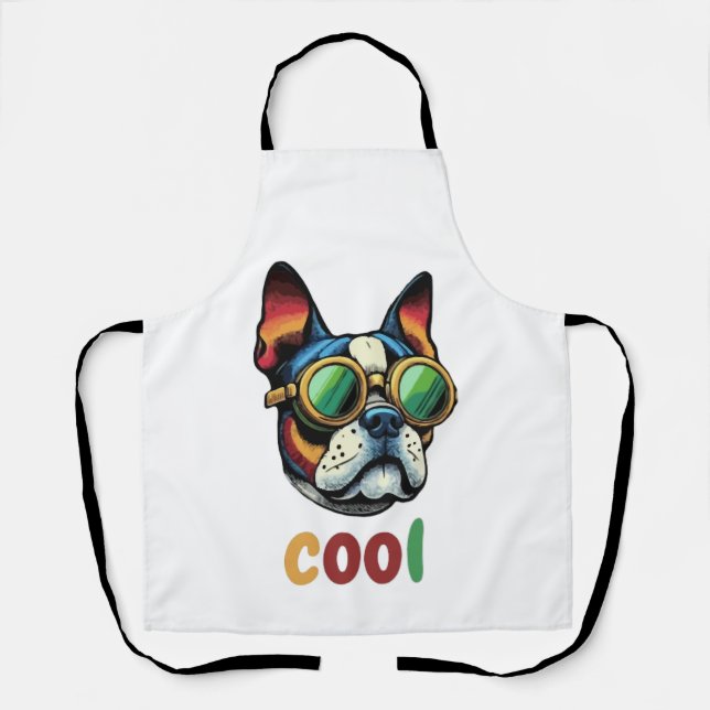 Pop Art Bulldog With Goggles Apron (Front)