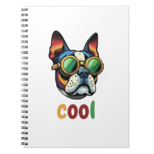 Pop Art Bulldog With Goggles Notebook