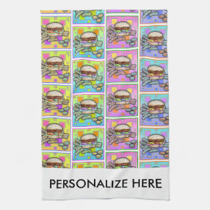POP ART BURGER (Hamburger) Tea Towel