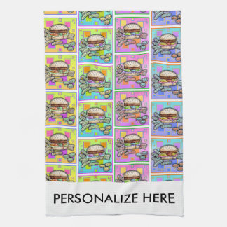 POP ART BURGER (Hamburger) Tea Towel