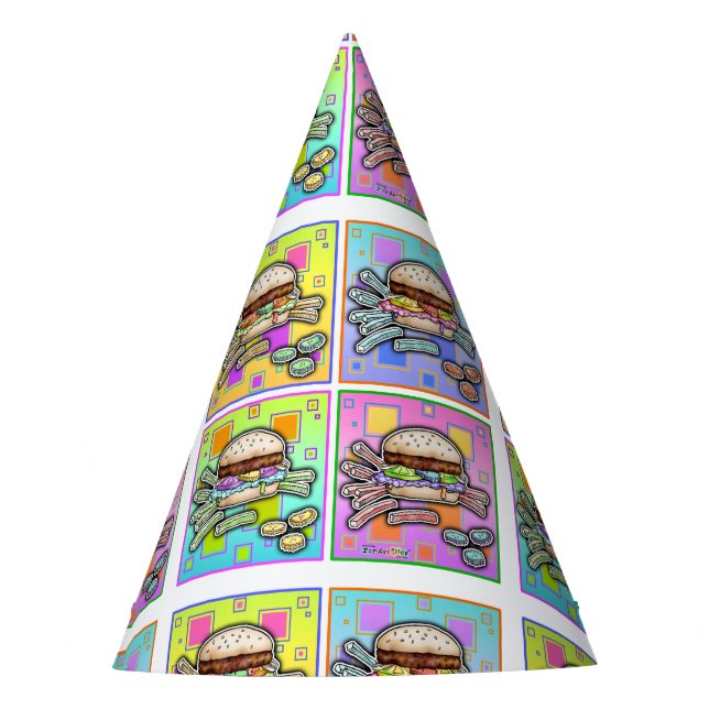 POP ART BURGER PARTY HAT (Front)