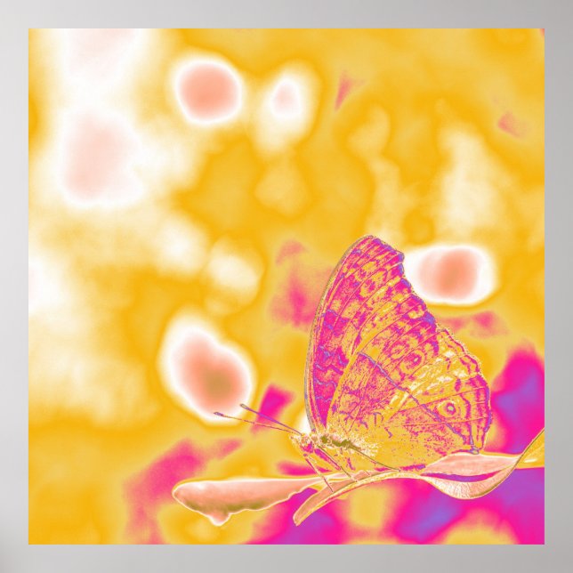 Pop Art Butterfly on leaf Poster (Front)