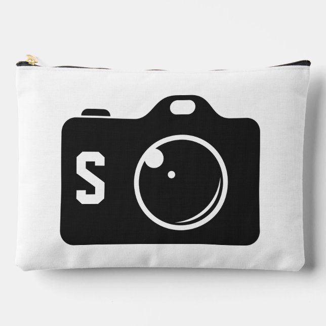 Pop Art Camera Black and White Monogram Accessory Pouch (Front)
